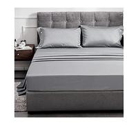 Sábana Ajustable De Satén Algodón De Fibra Larga 60S Bolsillo Profundo 30cm Alta Densidad Sedoso Suave Transpirable Fondo para Queen King Double Twin 1 Pieza Sin Funda De Almohada Fácil Cuidado