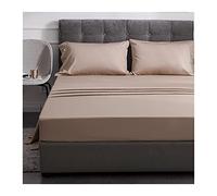 Sábana Ajustable De Satén Algodón De Fibra Larga 60S Bolsillo Profundo 30cm Alta Densidad Sedoso Suave Transpirable Fondo para Queen King Double Twin 1 Pieza Sin Funda De Almohada Fácil Cuidado