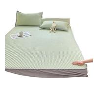 Sábana Ajustable Extra Profunda Juego de sábanas Ajustables for Cama, Suave, con Aire Acondicionado, faldón, Funda Protectora colchón sólida y Lavable(Green,180x200cm 1pcs)