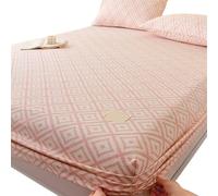 Sábana Ajustable Extra Profunda Sábana Ajustable de algodón Grueso con Estampado Rayas Simples, Juego Cama 2 Fundas Almohada, Funda colchón for Hotel y hogar(22,180x200cmx25cm 3pcs)