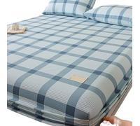 Sábana Ajustable Extra Profunda Sábana Ajustable de algodón Grueso con Estampado Rayas Simples, Juego Cama 2 Fundas Almohada, Funda colchón for Hotel y hogar(8,180x200cmx25cm 3pcs)