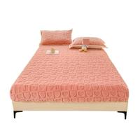 Sábana Ajustable Extra Profunda Sábana Ajustable Gruesa con Banda elástica, Funda de Cama Terciopelo Invierno, sábanas Estilo Cuadros, Protector colchón cálido, Color sólido(Pink,200x200x30cm)