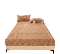 Sábana Ajustable Extra Profunda Sábana Ajustable Gruesa con Banda elástica, Funda de Cama Terciopelo Invierno, sábanas Estilo Cuadros, Protector colchón cálido, Color sólido(Brown,200x220x30cm)