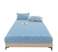 Sábana Ajustable Extra Profunda Sábana Ajustable Gruesa con Banda elástica, Funda de Cama Terciopelo Invierno, sábanas Estilo Cuadros, Protector colchón cálido, Color sólido(Blue1,90x200x30cm)