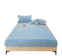 Sábana Ajustable Extra Profunda Sábana Ajustable Gruesa con Banda elástica, Funda de Cama Terciopelo Invierno, sábanas Estilo Cuadros, Protector colchón cálido, Color sólido(Blue,180x200x30cm)