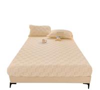 Sábana Ajustable Extra Profunda Sábana Ajustable Gruesa con Banda elástica, Funda de Cama Terciopelo Invierno, sábanas Estilo Cuadros, Protector colchón cálido, Color sólido(Beige1,80x200x30cm)