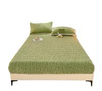 Sábana Ajustable Extra Profunda Sábana Ajustable Gruesa con Banda elástica, Funda de Cama Terciopelo Invierno, sábanas Estilo Cuadros, Protector colchón cálido, Color sólido(Green,200x220x30cm)