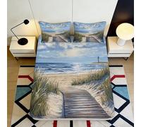 Sábana Ajustable Fitted Sheet Microfibra 3D Impreso Playa Bolsillo Profundo Antideslizante Dormitorio Playa Mattress Fitted Cover 120x200x25cm