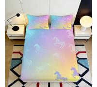 Sábana Ajustable Fitted Sheet Unicornio Sueño 3D Printed Microfibra Bolsillo Profundo Cubierta Ajustable Unicornio Mattress Fitted Cover 140x200x25cm