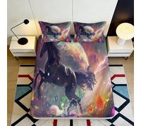 Sábana Ajustable impresión 3D Unicornio Galaxia Microfibra Bolsillo Profundo elástico para Adultos Ropa de Cama Funda de colchón Unicornio Galaxia 90x200x25cm