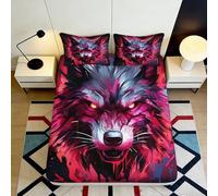 Sábana Ajustable Lobo impresión 3D Microfibra Bolsillo Profundo Antideslizante Funda colchón Lobo Dormitorio Adultos jóvenes 180x200x25cm