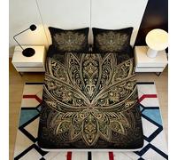 Sábana Ajustable Mandala 3D Impresa Microfibra Bolsillo Profundo Antideslizante Juego de Cama Boho Mattress Fitted Cover Dormitorio Lavable 200x200x25cm