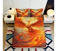 Sábana Ajustable Phoenix 3D Impresa Microfibra Bolsillo Profundo Antideslizante Phoenix Funda Colchón Fitted, Suave Transpirable para Dormitorio 120x200x25cm