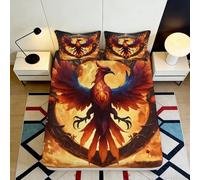 Sábana Ajustable Phoenix 3D impresión Microfibra Bolsillo Profundo Antideslizante Flame Mattress Fitted Cover para Dormitorio Adultos Jóvenes 90x200x25cm