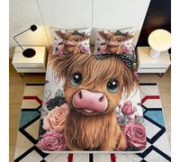 Sábana Ajustable Vaca Linda 3D Impresa Microfibra Bolsillo Profundo Cubierta de Colchón Vaca Lavable Dormitorio 120x200x25cm