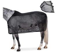 Sábana antimoscas de Malla Ajustable con Cubierta para la Nariz Protección Transpirable contra Insectos de Verano para pastos y mosquiteras para Caballos, Negro, 187 cm/73, 62 Pulgadas, Sábana para