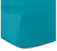 Sábana Bajera 100% algodón, 57 Hilos, Color Azul Turquesa 180 x 200 cm, Gorro de 30 cm