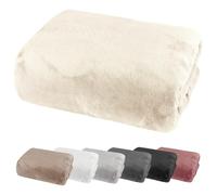 Sábana bajera 100x200 Cashmere Touch, super suave, Nicky, terciopelo de invierno, tipo 585, Öko-Tex, fácil de cuidar, crema para 90x200 hasta 110x200