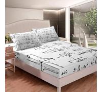 Sabana Bajera 135x190 / 200 Ajustable Geometría Matemáticas Impresión 3D Sabanas Bajera Cama 135 Blanca, Bolsillo Profundo 30 cm Ropa de Cama Microfibre Suave y Cómoda a/1952
