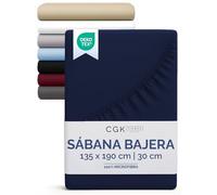 Sábana bajera 135x190cm - Ajustable para colchones de hasta 30 cm (12") de altura - Microfibra cepillada suave - Antideslizante, resistente al lavado y sin arrugas - Certificada OEKO-TEX - Azul marino