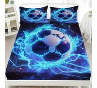 Sábana Bajera 135x190x30cm FúTbol del Rayo Azul Ajustable Juegos de Cama - Alta Comodidad Tacto Suave Azul Oscuro Sábana Bajera Microfibra para Niñas y Niños