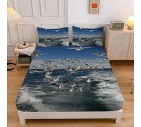 Sabana Bajera 150x190 Ajustable Gaviota OcéAno SáBana Bajera Ajustable para Cama 150 - Sabana Microfibra Suave para ColchóN de 30cm con Funda de Almohada sd929