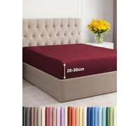 Sábana Bajera 160x200 cm - Ajustable para colchones de hasta 30 cm (12") de Altura - Microfibra cepillada Suave - Antideslizante, Resistente al Lavado y sin Arrugas - Certificada Oeko-Tex - Burdeos