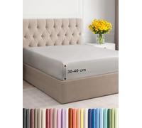 Sábana bajera 160x200cm - Altura de 40 cm - Microfibra de poliéster cepillada - Apta para camas tipo boxspring - Se adapta a colchones de hasta 40 cm - Certificación OEKO-TEX - Gris claro, 1 unidad