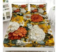 Sábana Bajera 160x200x30cm Multicolor Ajustable Juegos de Cama - Alta Comodidad Tacto Suave Flores RomáNticas del Campo Sábana Bajera Microfibra para Niñas y Niños