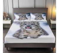 Sabana Bajera 180x190 / 200 Ajustable Tigre Impresión 3D Sabanas Bajera Cama 180 Animales Lindos, Bolsillo Profundo 30 cm Ropa de Cama Microfibre Suave y Cómoda a.10235