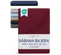 Sábana Bajera 200x200 cm - Ajustable para colchones de hasta 30 cm (12") de Altura - Microfibra cepillada Suave - Antideslizante, Resistente al Lavado y sin Arrugas - Certificada Oeko-Tex - Burdeos