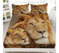 Sábana Bajera 200x200x30cm LeóN Africano, Padre E Hijo Ajustable Juegos de Cama - Alta Comodidad Tacto Suave MarróN Sábana Bajera Microfibra para Niñas y Niños