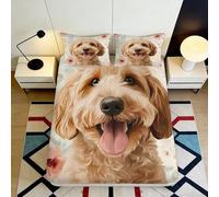Sábana Bajera 3D Estampado Perro Microfibra Bolsillo Profundo Antideslizante Juego de Cama Funda colchón Perro para Adultos jóvenes 200x200x25cm