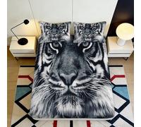 Sábana Bajera 3D Estampado Tigre Microfibra Bolsillo Profundo Antideslizante para Dormitorio Funda de Colchón Diseño Tigre Lavable 140x200x25cm