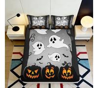 Sábana Bajera 3D Halloween Calabaza Fantasma Microfibra Antideslizante Bolsillo Profundo Ropa Cama Cubierta Colchón Halloween Lavable 120x200x25cm