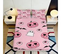 Sábana Bajera 3D Halloween Calabaza Microfibra Bolsillo Profundo Antideslizante Funda Cubrematratón Fantasma para Dormitorio Adultos Jóvenes 140x200x25cm