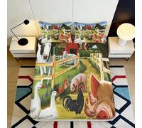 Sábana Bajera 3D Impresa Animales de Granja Microfibra Bolsillo Profundo Envolvente Ropa de Cama Dormitorio Adultos Estilo Granja Mattress Fitted Cover Antideslizante Lavable 160x200x25cm