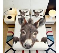 Sábana Bajera 3D Impresa Burro Microfibra Bolsillo Profundo Antideslizante Burro Mattress Fitted Cover para Dormitorio Adultos Jóvenes 200x200x25cm