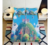 Sábana Bajera 3D Impresa Castillo Paisaje Microfibra Bolsillo Profundo Antideslizante Cubrematratón Castillo Lavable para Dormitorio 90x200x25cm