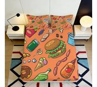 Sábana Bajera 3D Impresa Comida Microfibra Bolsillo Profundo Antideslizante para Dormitorio, Cartoon Food Mattress Fitted Cover Lavable Protección Colchón 180x200x25cm