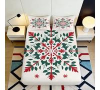Sábana Bajera 3D Impresa Copo de Nieve Microfibra Bolsillo Profundo Elástico Ropa de Cama Copo de Nieve Funda de Colchón Lavable Antideslizante 180x200x25cm