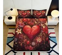 Sábana Bajera 3D Impresa Corazón Floral Microfibra Bolsillo Profundo Corazón Floral Mattress Fitted Cover Antideslizante para Ropa de Cama 180x200x25cm