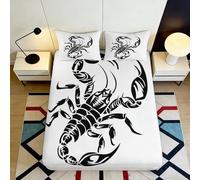 Sábana Bajera 3D Impresa Escorpión Microfibra Antideslizante Bolsillo Profundo Ropa de Cama Escorpión Mattress Fitted Cover para Adultos Jóvenes 160x200x25cm