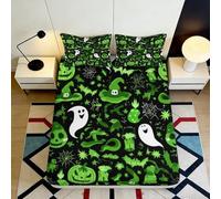 Sábana Bajera 3D Impresa Fantasma Halloween Microfibra Bolsillo Profundo Antideslizante Cama Adulto Funda de Colchón Lavable 90x200x25cm