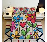 Sábana Bajera 3D Impresa Floral Dibujos Microfibra Bolsillo Profundo Antideslizante Funda Colchón Floral Dibujos Lavable Envolvente para Dormitorio Hogar 140x200x25cm