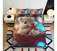 Sábana Bajera 3D Impresa Hámster Lindo Microfibra Bolsillo Profundo Dormitorio Nido Cubierta Colchón Fitted Antideslizante Lavable 160x200x25cm