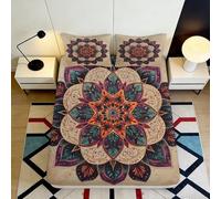 Sábana Bajera 3D Impresa Mandala Microfibra Bolsillo Profundo Ropa de Cama Dormitorio Mandala Mattress Fitted Cover Antideslizante Lavable Ajustable 160x200x25cm