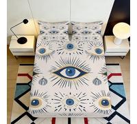 Sábana Bajera 3D Impresa Ojo Místico Microfibra Bolsillo Profundo Ropa de Cama Funda de Colchón Mattress Fitted Cover para Adultos 180x200x25cm