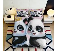 Sábana Bajera 3D Impresa Panda Microfibra Bolsillo Profundo Ropa Cama Panda Mattress Fitted Cover Lavable Antideslizante Adultos Jóvenes 140x200x25cm