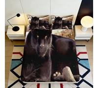 Sábana Bajera 3D Impresa Pantera Negra Microfibra Bolsillo Profundo Antideslizante Juego Cama Pantera Negra Funda colchón Lavable 90x200x25cm